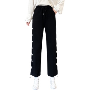 RM22031#涂鸦阔腿卫裤女2023秋季新款韩版宽松腰哈伦萝卜运动裤束脚裤