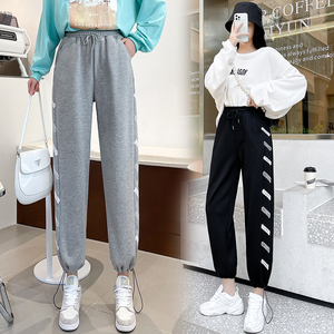 RM22031#涂鸦阔腿卫裤女2023秋季新款韩版宽松腰哈伦萝卜运动裤束脚裤