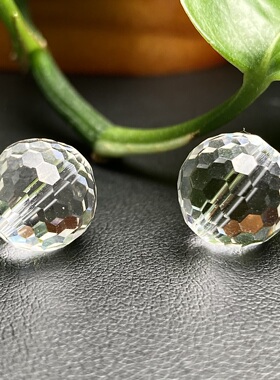 白水晶切面128刻面散珠无暇圆珠DIY手工串珠手链项链饰品配珠
