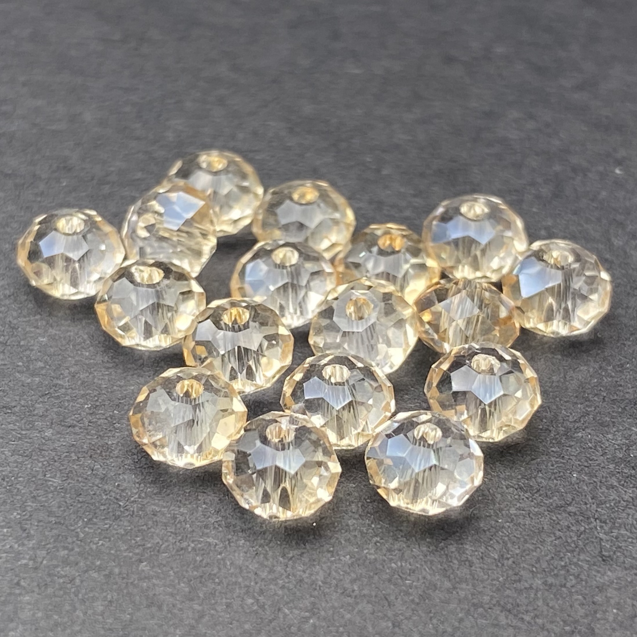 算盘珠扁珠切面香槟黄水晶刻面