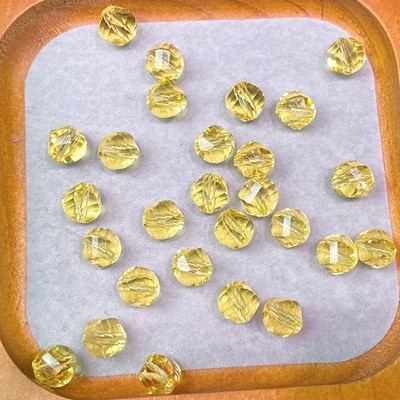 随形水波切面柠檬黄水晶刻面散珠