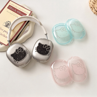 max防摔减震 适用Airpods max保护套新款 Kitty猫咪耳机套小众创意电镀女airpods 蓝牙保护TPU硅胶软壳头戴式