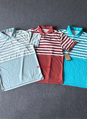 NIKE耐克 男子运动休闲速干高尔夫条纹短袖POLO衫FZ7447-395-345