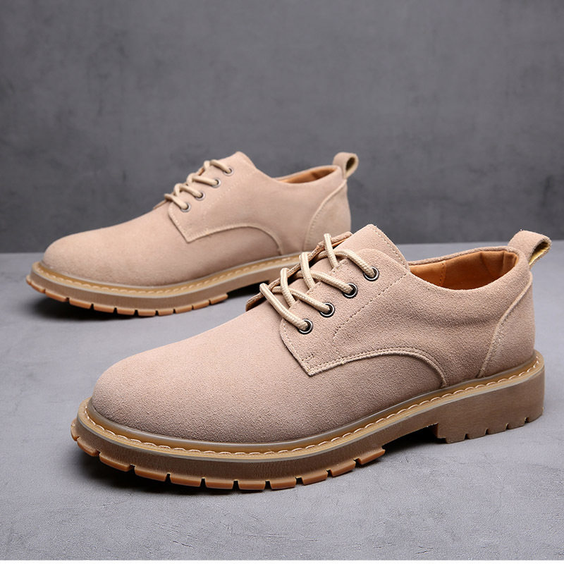 马丁靴男2026春季新款英伦复古反绒皮鞋男低帮工装鞋子男翻毛皮鞋