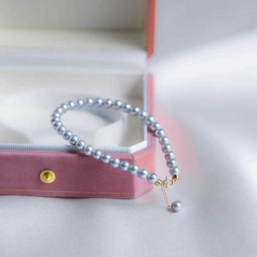 akoya天然真多麻海水珍珠手链 正圆无暇18k金baby珠手串送礼物