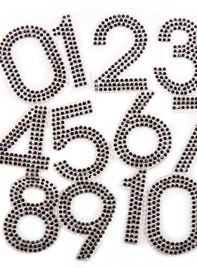 1-10数字 白色AB 黑 烫钻胶网布贴DIY手工服饰鞋贴花补丁服装辅料