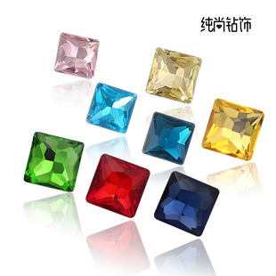 14*14mm正方形真银尖底水晶玻璃钻手机美甲鞋包发夹补钻等DIY贴钻