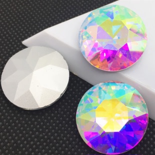 白AD超大号27mm花宝石圆形钻玻璃钻尖底钻diy服装头饰品配件材料