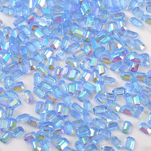 100颗4*6mm透底八角钻美甲幻彩冰块小方钻彩色长方形异形堆钻饰品
