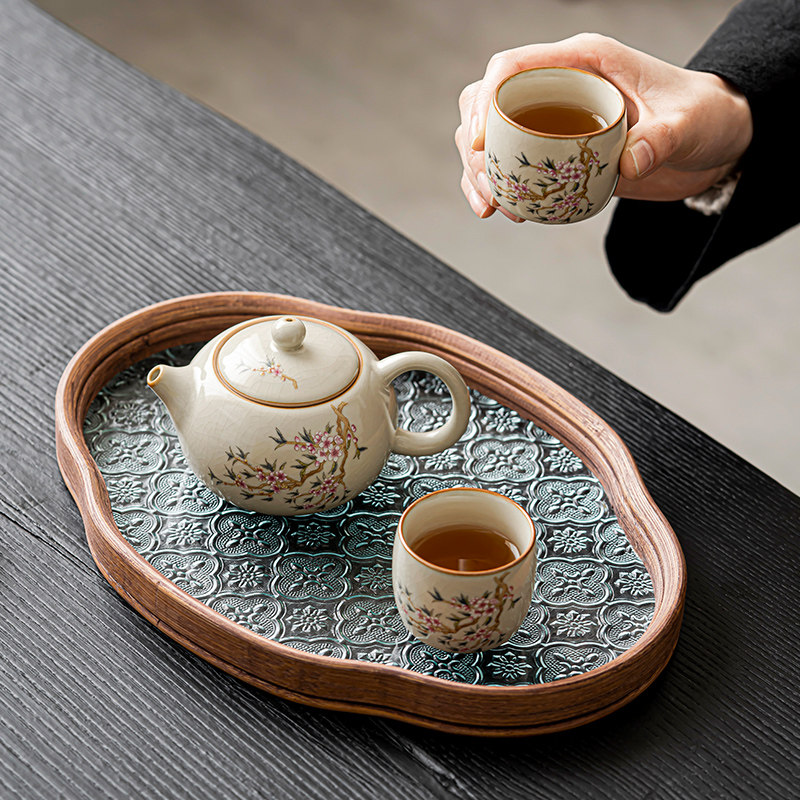 2026新款汝窑功夫茶具家用小型泡茶套装陶瓷西施壶泡茶杯玻璃壶承