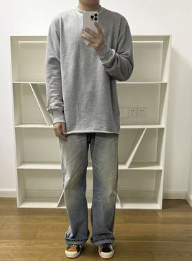 BTTJOB Knitted pure cotton sweatshirt陈冠希灰色长袖套头卫衣