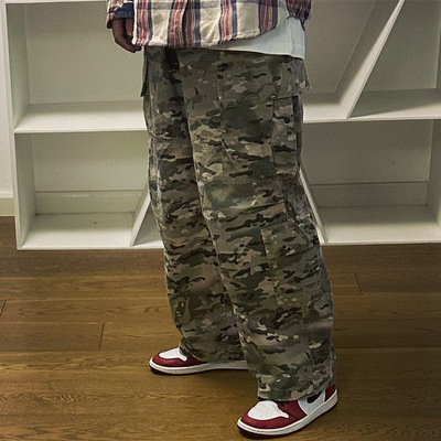 BTTJOB长裤直筒裤潮牌迷彩工装裤
