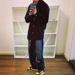 陈冠希衬衫 BTTJOB 针织拼接纯棉衬衣 shirt patchwork hooded