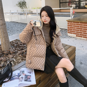 现货秋冬韩版休闲减龄印花羽绒服 178/907/P255/K358图片