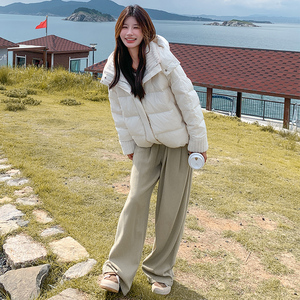 新款现货！米白色减龄连帽羽绒服女浙宝180A/货号1827/p255控358图片