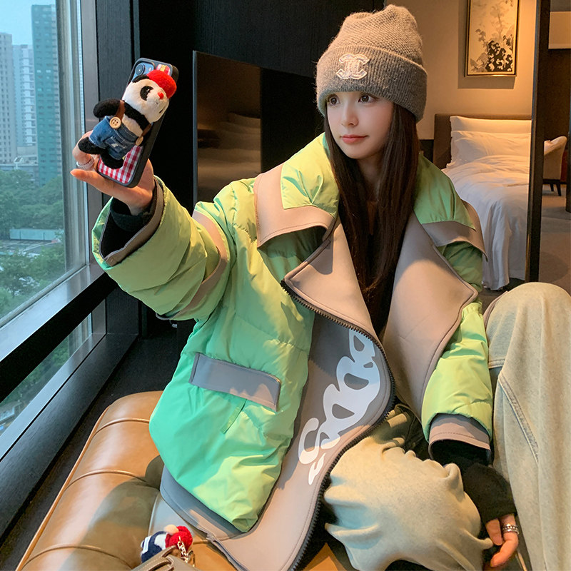 新款现货！23冬季新西装领拼接羽绒服/货号8865/p220控338图片