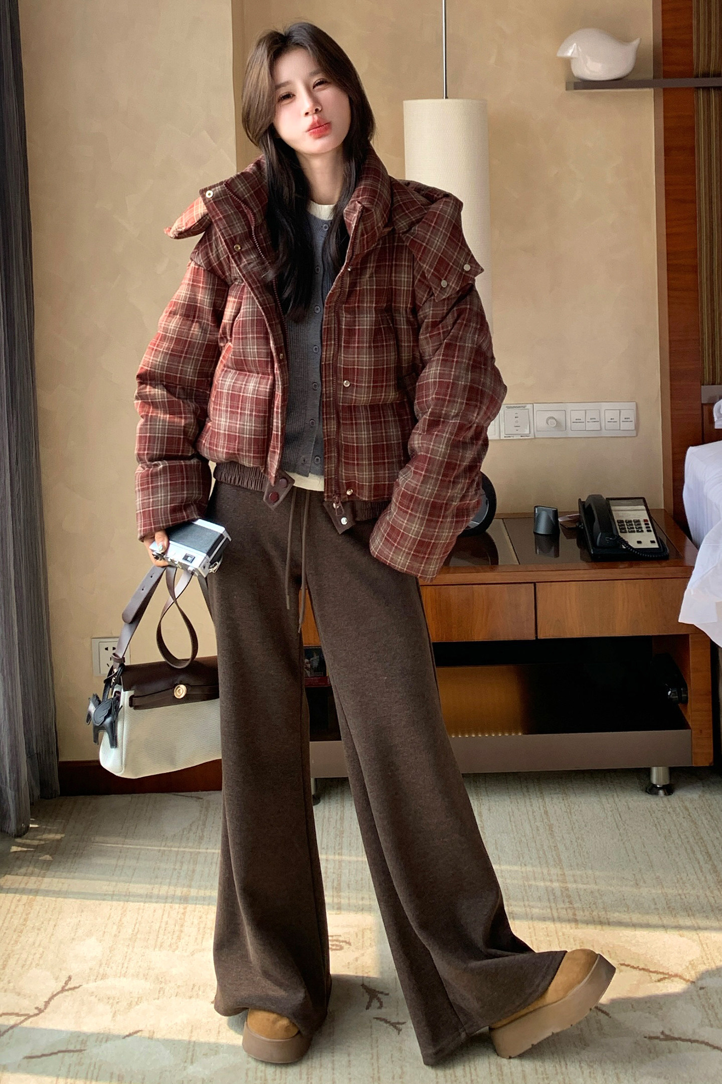 新款现货！格子连帽短款羽绒服复古浙宝180A/货号M051/P325/K488,女装羽绒服,浙宝180A