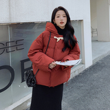 22年秋冬韩版酒红色牛角扣羽绒服外套178/903/P238/控328，女装羽绒服，浙宝180A