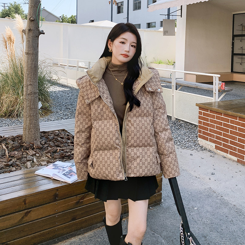 现货秋冬韩版休闲减龄印花羽绒服178/907/P255/K358，女装羽绒服，浙宝180A