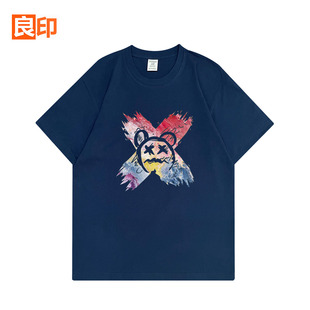 美式纯棉260g重磅短袖恶魔t恤男女春秋纯白色打底圆领卫衣打底衫