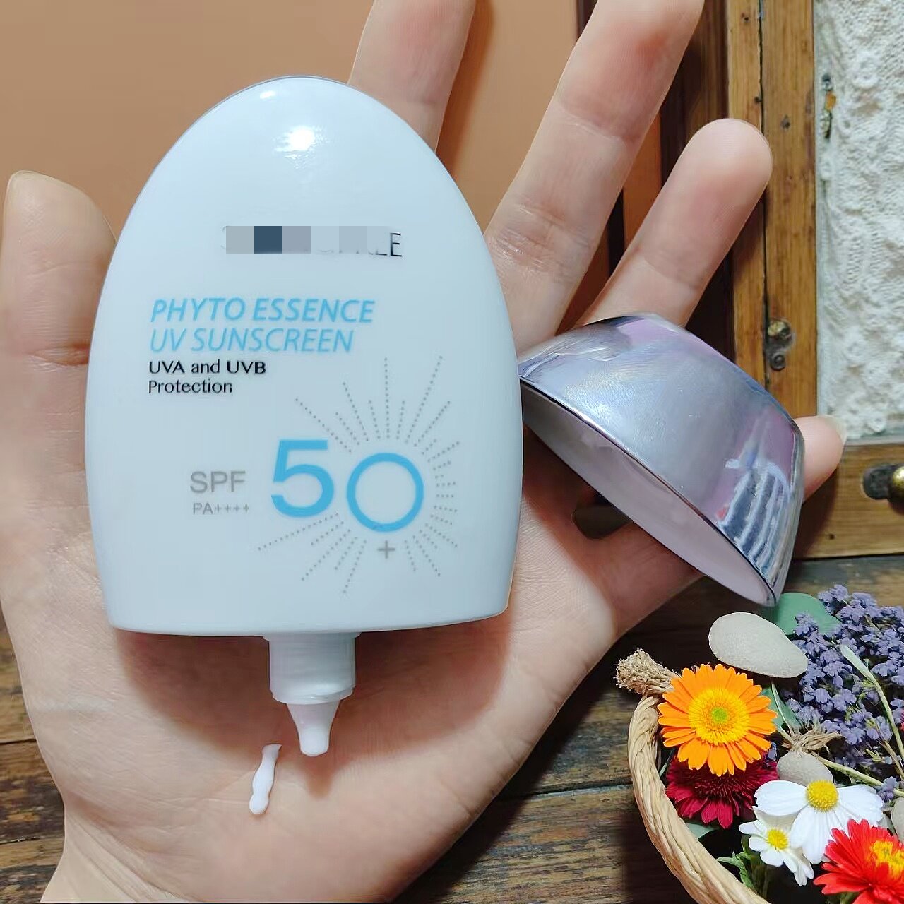 极少！韩国植物精华防晒霜SPF50+ PA++++ 防紫外线隔离清爽不油腻 - 实物图
