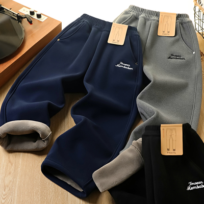 男童冬款密密绒弯刀裤加绒加厚