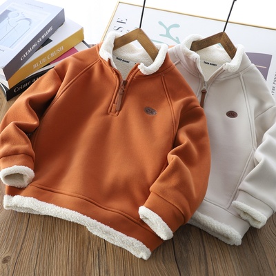 男童冬季加厚羊羔绒卫衣羊羔绒衫