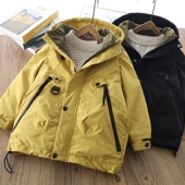 6折 男童加厚连帽棉衣冬季 儿童防风冲锋衣外套中大童夹棉保暖棉服