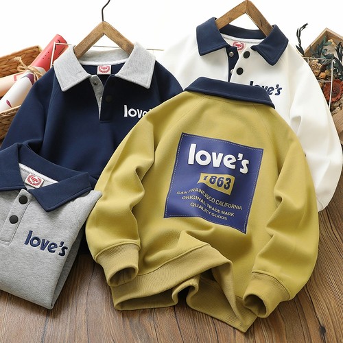 秋冬男童加绒休闲宽松卫衣POLO潮