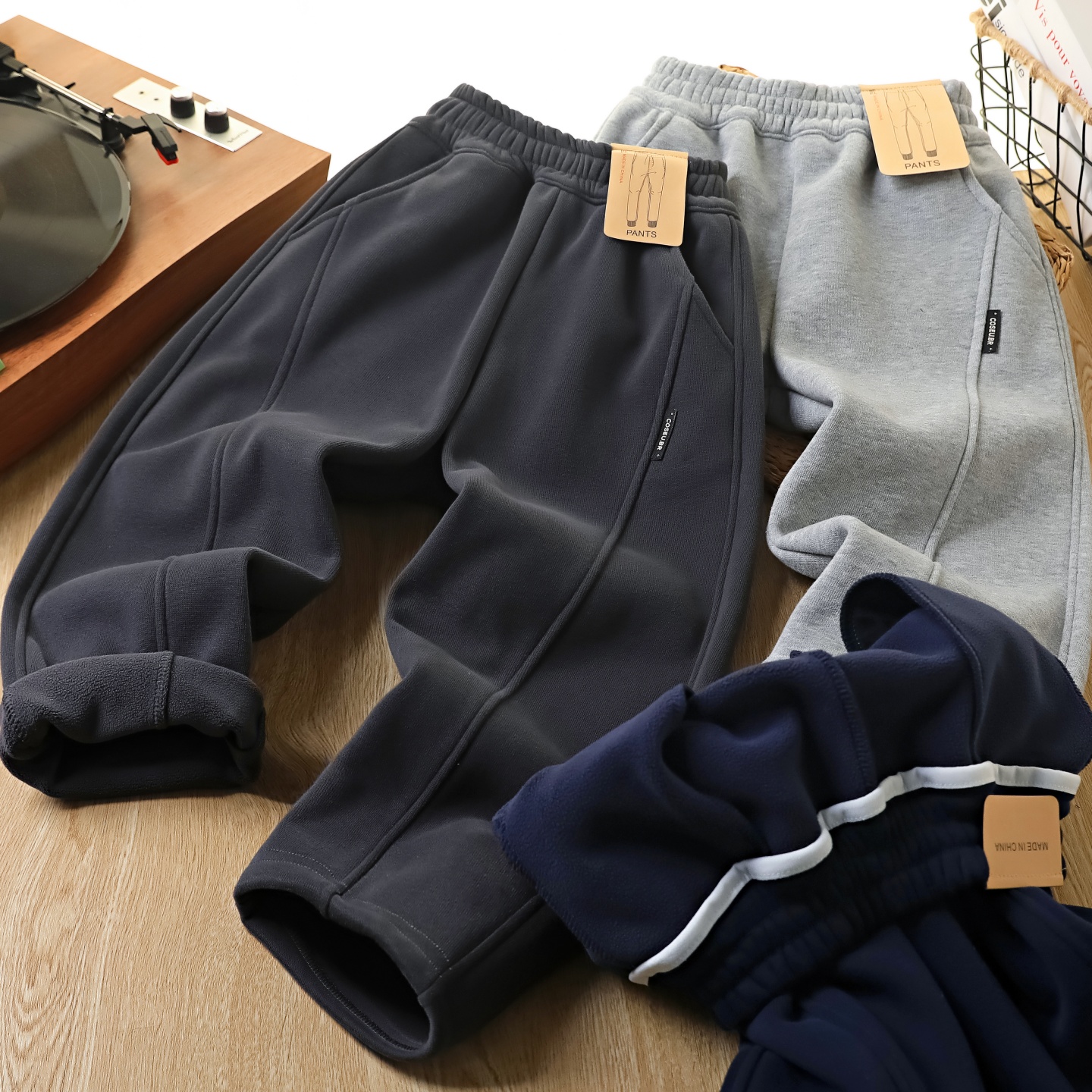 男童冬款加厚一体奥料绒保暖卫裤