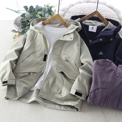 男童纯色4级强防水薄绒冲锋衣