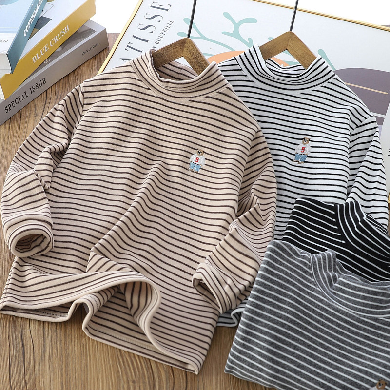 男童德绒半高领打底衫2025秋冬季儿童条纹长袖T恤中大童保暖t上衣,童装/婴儿装/亲子装,T恤,淘宝优惠券,粉丝福利购,淘宝优惠卷