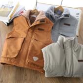 男童防风羊羔绒加厚马甲2025儿童保暖洋气坎肩中大童百搭加绒马夹