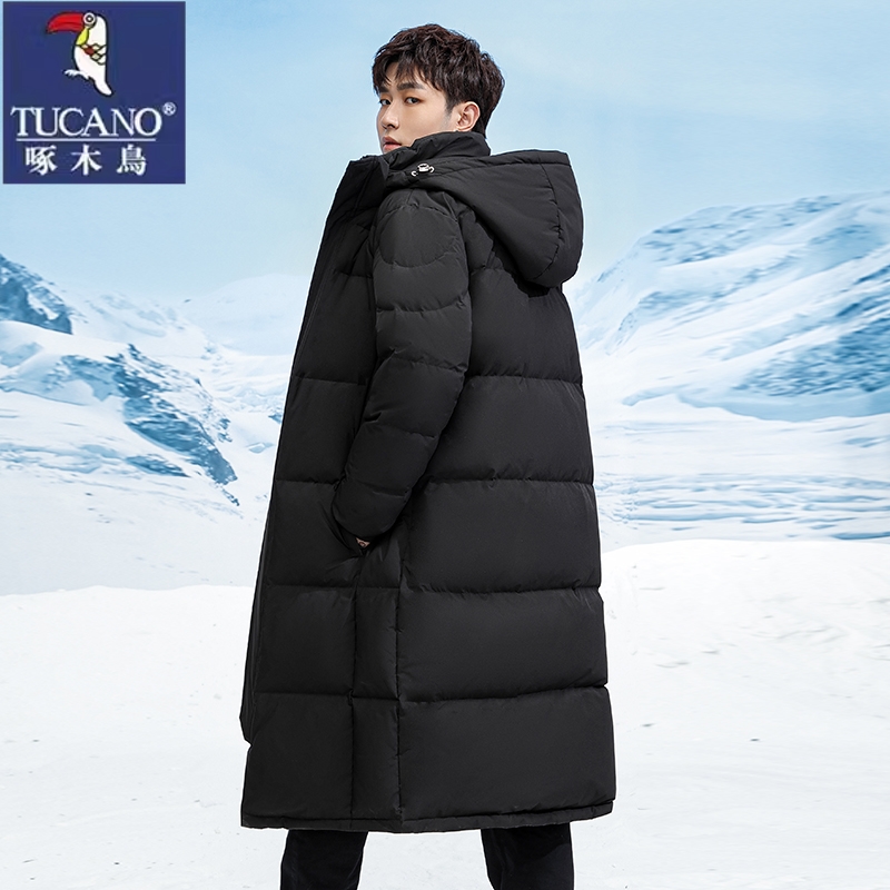 啄木鸟极寒极寒冬季中长款过膝羽绒服男宽松加长加厚保暖情侣外套
