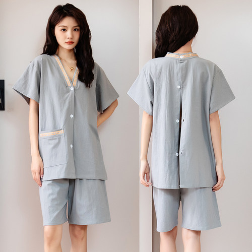 100%前后背系扣男款全棉汗蒸服