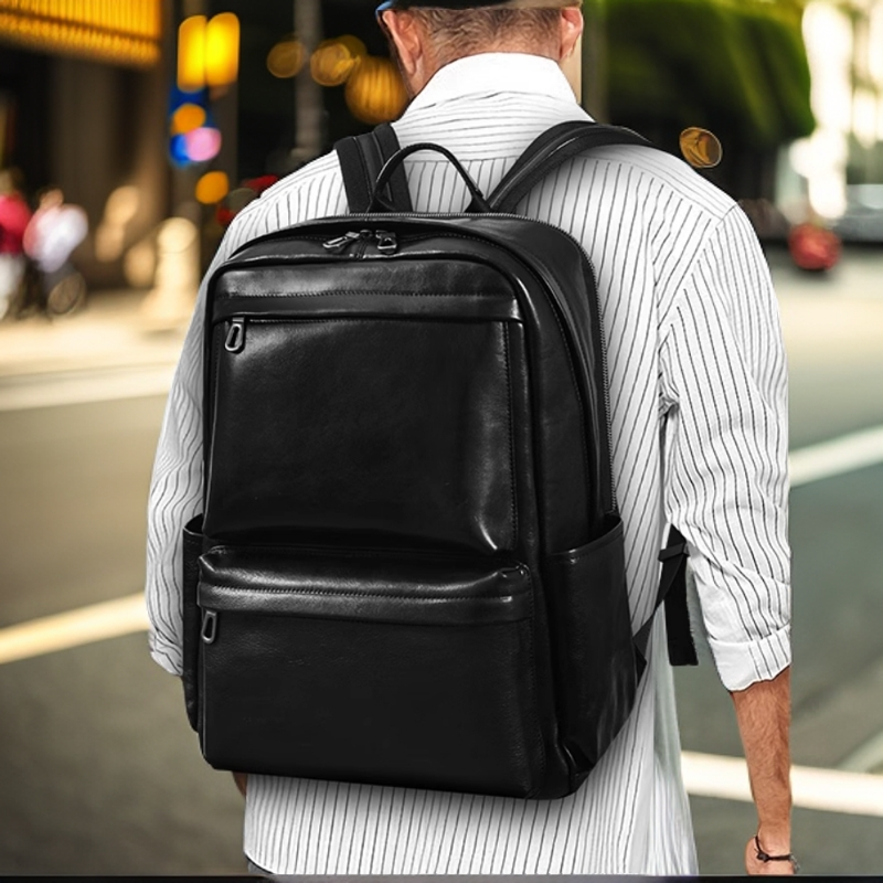 高端商务男士背包植鞣树膏头层牛皮包男包双肩包休闲出差电脑背包