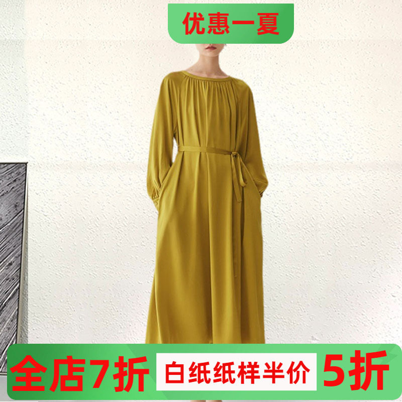 气质真丝连衣裙纸样裁剪图纸样板灯笼长袖女装魔术裙宽松系带收腰