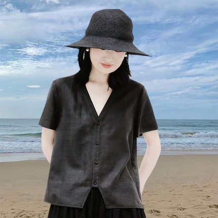 服装裁剪样板女开衫短袖V领上衣 百搭小衫纸样打版定制接来料加工