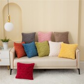 冬季 纯色毛绒客厅沙发抱枕办公室靠垫床头靠枕汽车飘窗靠背抱枕套