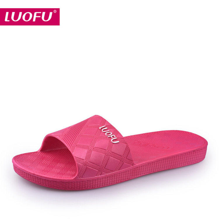 luofu拖鞋1160女夏居家休闲舒适防滑平底凉拖塑料枚红色软底拖鞋