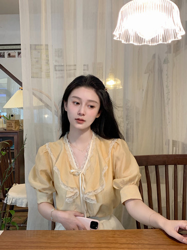 桃可了天丝亚麻衬衫女