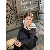 航海诗篇 海军风西装 外套女内搭方领衬衣 桃可了 百褶半裙套装 女