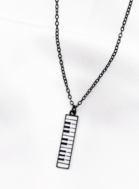 合金项链黑白钢琴键吊坠