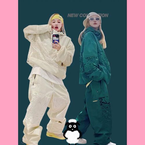 长白山咩咩西坡雪服租赁Qleo绿色奶黄色男女同款