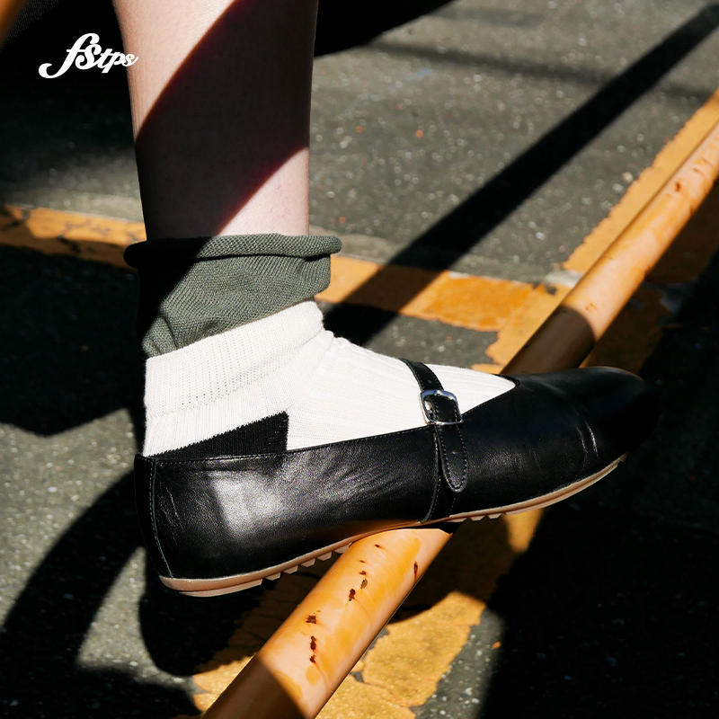 FSTPS2024新款日系少女中筒袜纯棉木耳边堆堆袜可爱袜子女秋冬