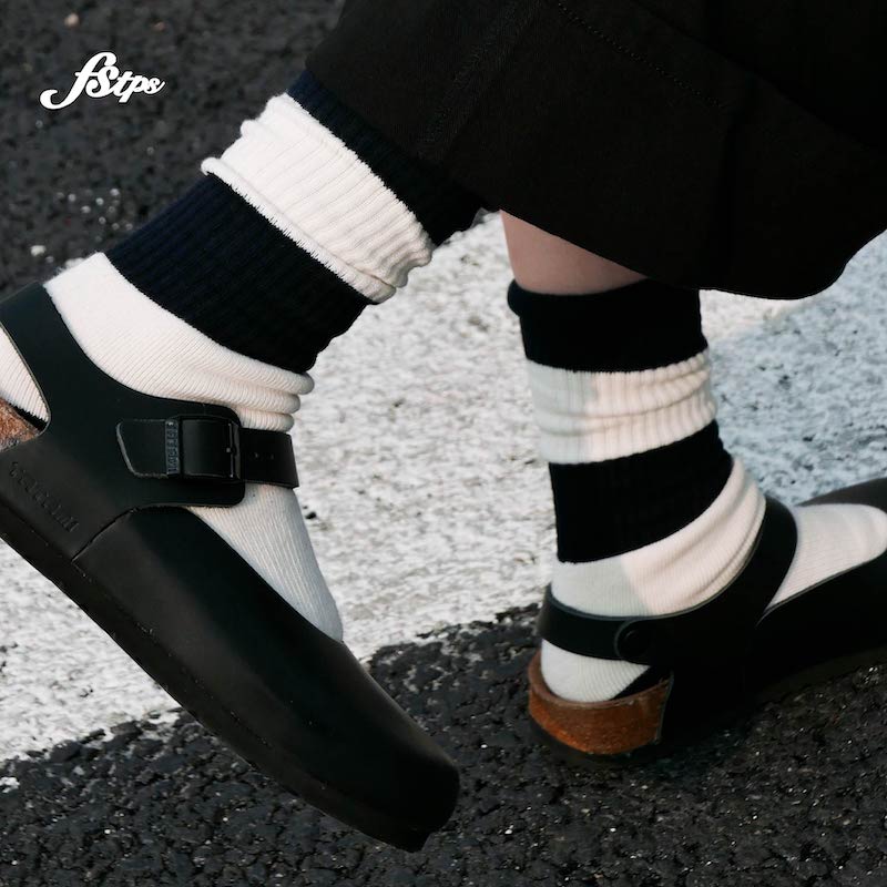 FSTPS不对称设计复古棒球袜无骨毛巾底棉袜秋冬保暖厚拼色vintage
