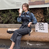 格纹拼接牛仔连体裤200-MY8859-P120-K178，女装连体裤，浙宝200