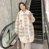 -格子毛呢拼羊羔毛90绒内胆羽绒服-2D118-1018-p260-k368，女装皮草，2D118
