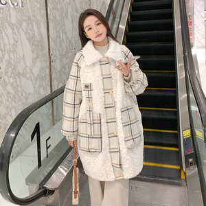 -格子毛呢拼羊羔毛90绒内胆羽绒服-2D118-1018-p260-k368,皮草,2D118