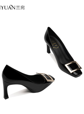 黑色高跟鞋女职业 细跟高级感 方跟新款2024春款 面试5公分不累脚